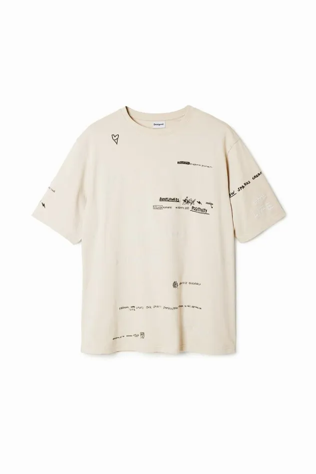 Men Tshirts Desigual Shortsleeved Tshirt With Lettering Design