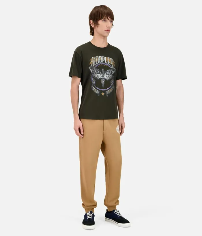 Men Tshirts THE KOOPLES Dark Green Tshirt With Skull Butterfly Serigraphy Men Tshirts THE KOOPLES Dark Green Tshirt With Skull Butterfly Serigraphy