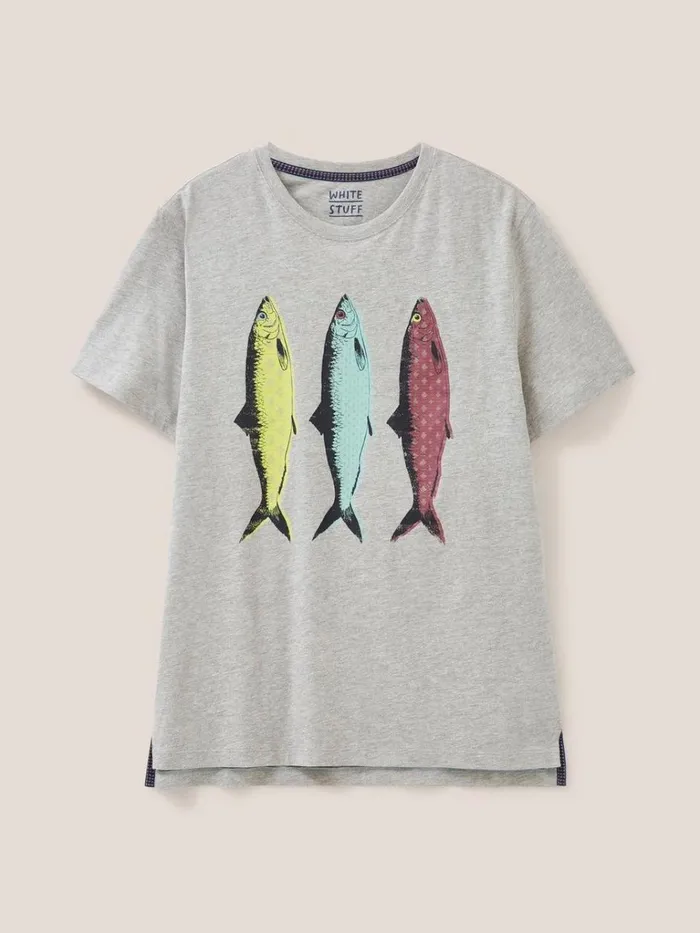 Men TSHIRTS White Stuff Fish Graphic Jersey TShirt Light Natural Men TSHIRTS White Stuff Fish Graphic Jersey TShirt Light Natural
