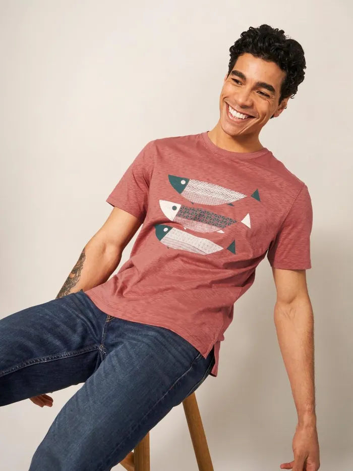 Men TSHIRTS White Stuff Fish Graphic Tee Dark Pink Men TSHIRTS White Stuff Fish Graphic Tee Dark Pink