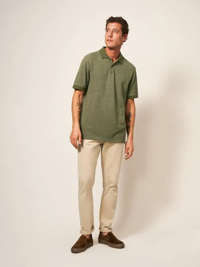 Men TSHIRTS White Stuff Micro Dot Polo Khaki Green