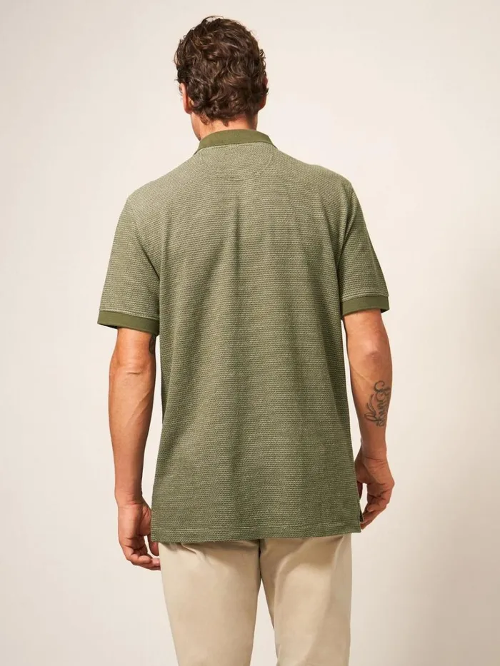 Men TSHIRTS White Stuff Micro Dot Polo Khaki Green Men TSHIRTS White Stuff Micro Dot Polo Khaki Green