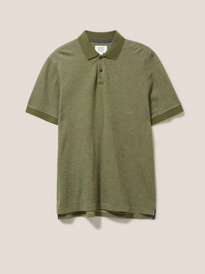 Men TSHIRTS White Stuff Micro Dot Polo Khaki Green Men TSHIRTS White Stuff Micro Dot Polo Khaki Green