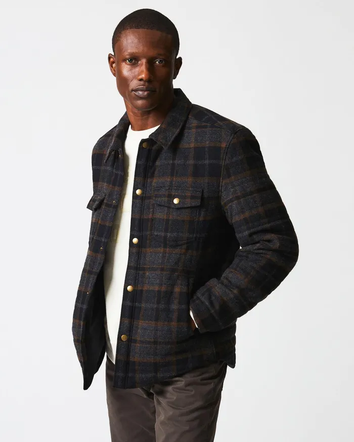 Men Theo Shirt Jacket Blackcharcoal Billy Reid Jackets and Outerwear