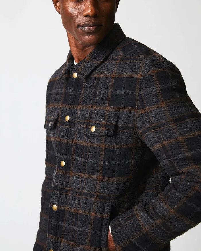 Men Theo Shirt Jacket Blackcharcoal Billy Reid Jackets and Outerwear