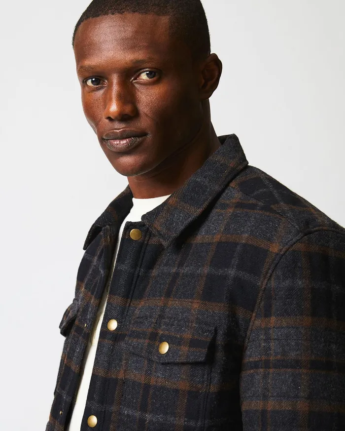 Men Theo Shirt Jacket Blackcharcoal Billy Reid Jackets and Outerwear
