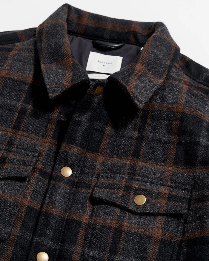 Men Theo Shirt Jacket Blackcharcoal Billy Reid Jackets and Outerwear