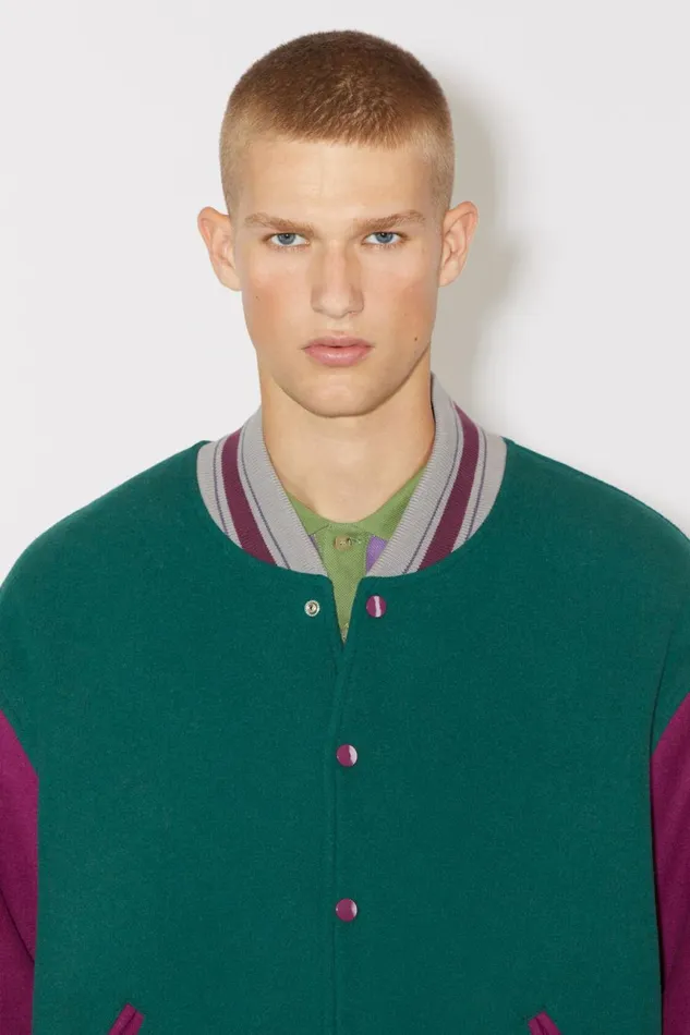 Men Varsity Jacket Night Green Acne Studios Outerwear