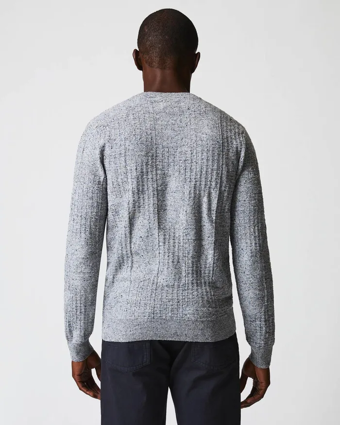 Men Weave Sweater Crew Light Grey Marled Billy Reid Sweaters and Sweatshirts