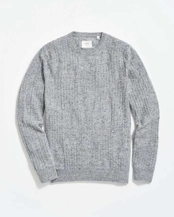Men Weave Sweater Crew Light Grey Marled Billy Reid Sweaters and Sweatshirts