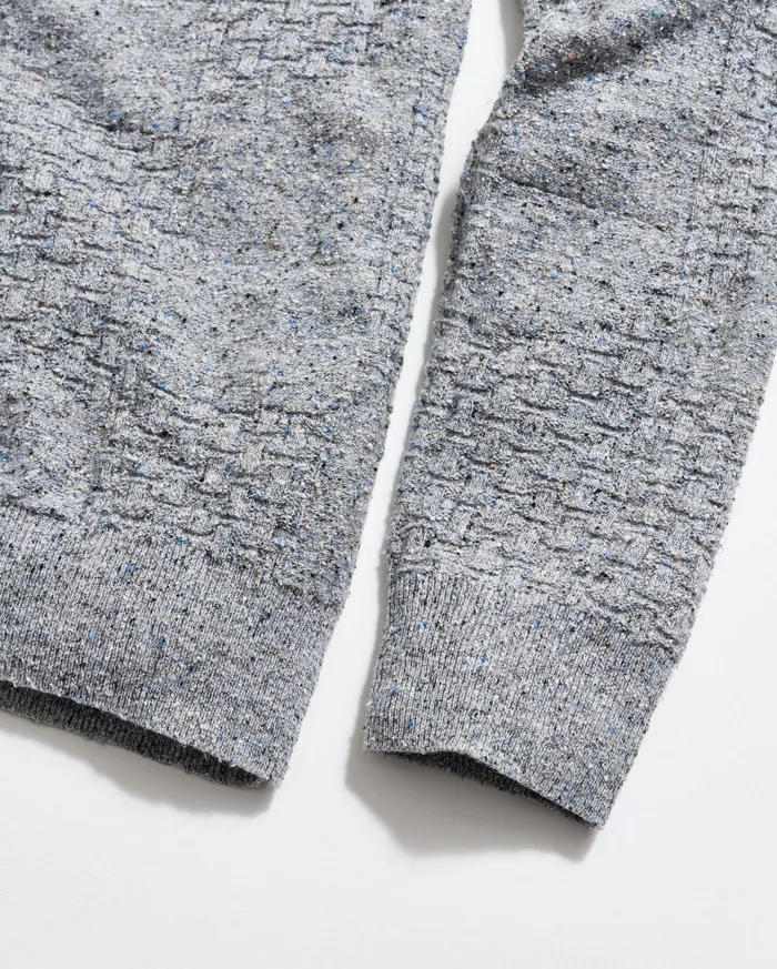 Men Weave Sweater Crew Light Grey Marled Billy Reid Sweaters and Sweatshirts