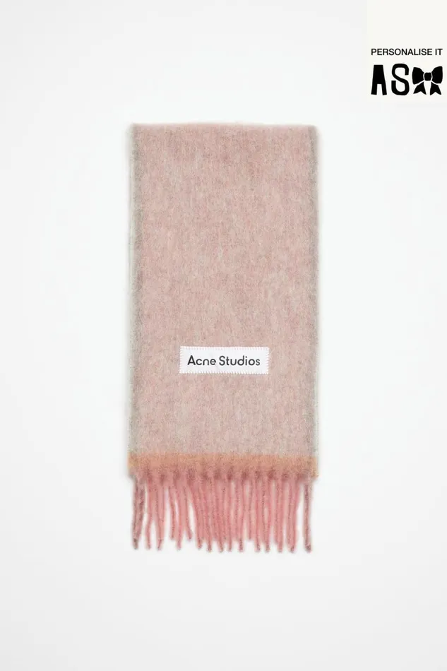 Men Wool Mohair Scarf 8211 Narrow Dusty Pink Acne Studios Scarves