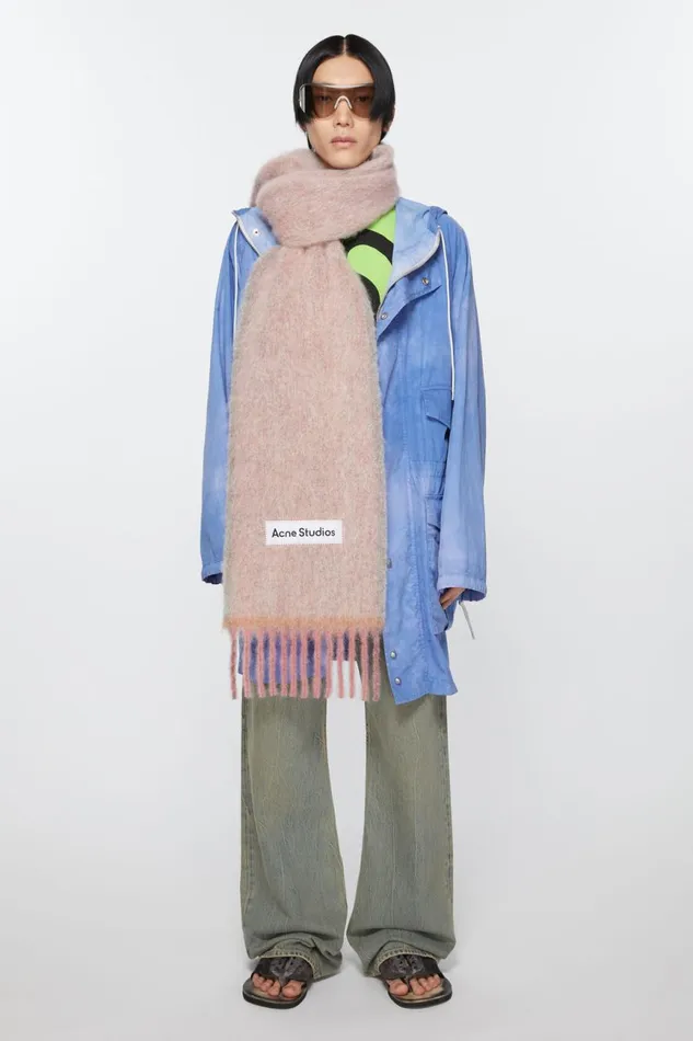 Men Wool Mohair Scarf 8211 Narrow Dusty Pink Acne Studios Scarves