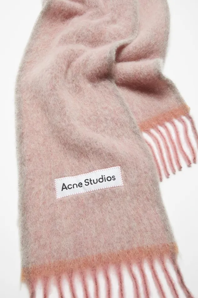 Men Wool Mohair Scarf 8211 Narrow Dusty Pink Acne Studios Scarves