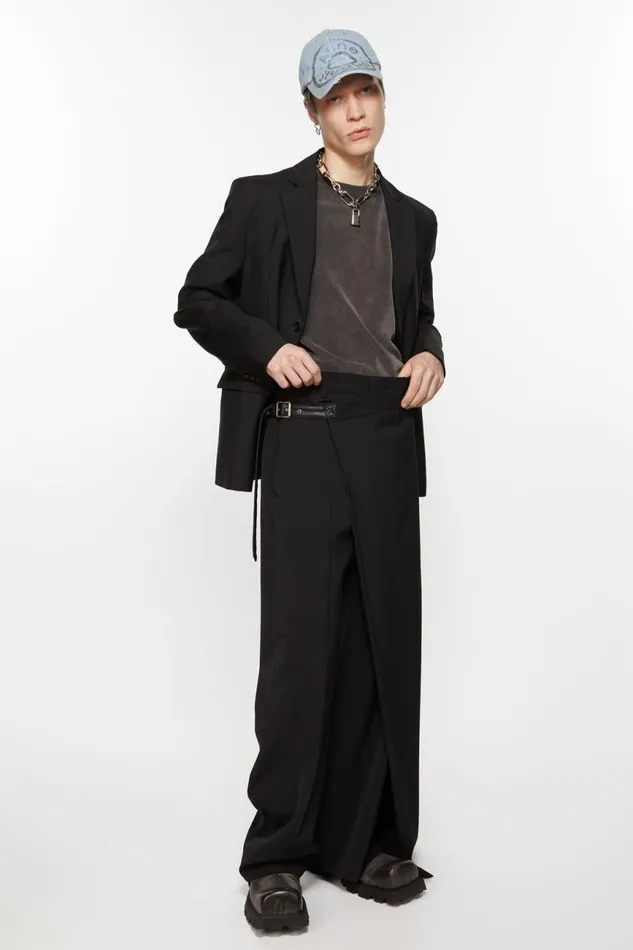 Men Wrap Over Trousers Black Acne Studios Trousers
