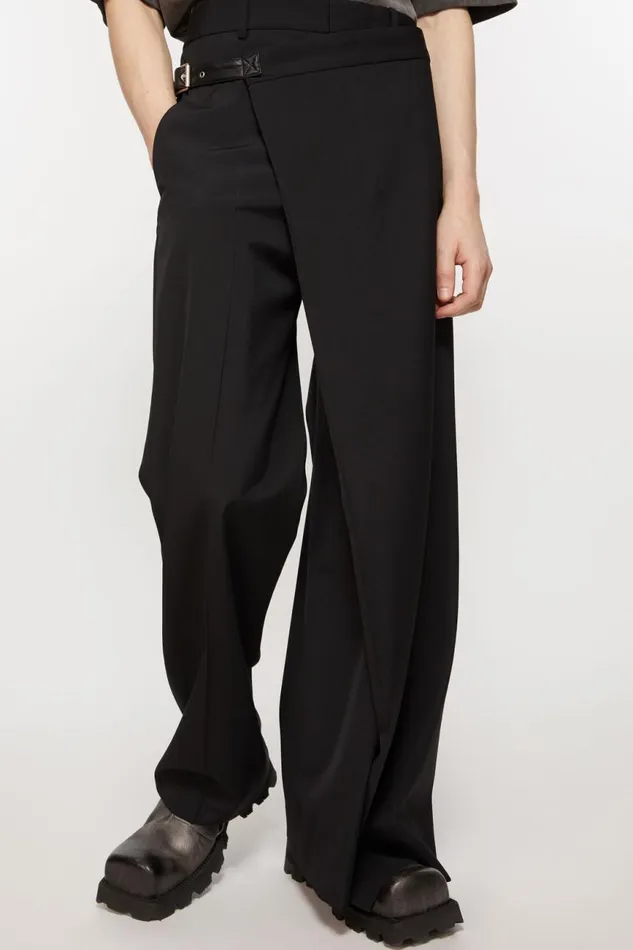 Men Wrap Over Trousers Black Acne Studios Trousers