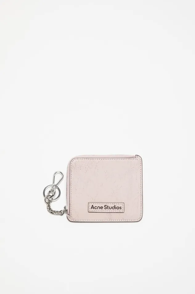 Men Zip Leather Wallet Pastel Pink Acne Studios Small Leather Goods