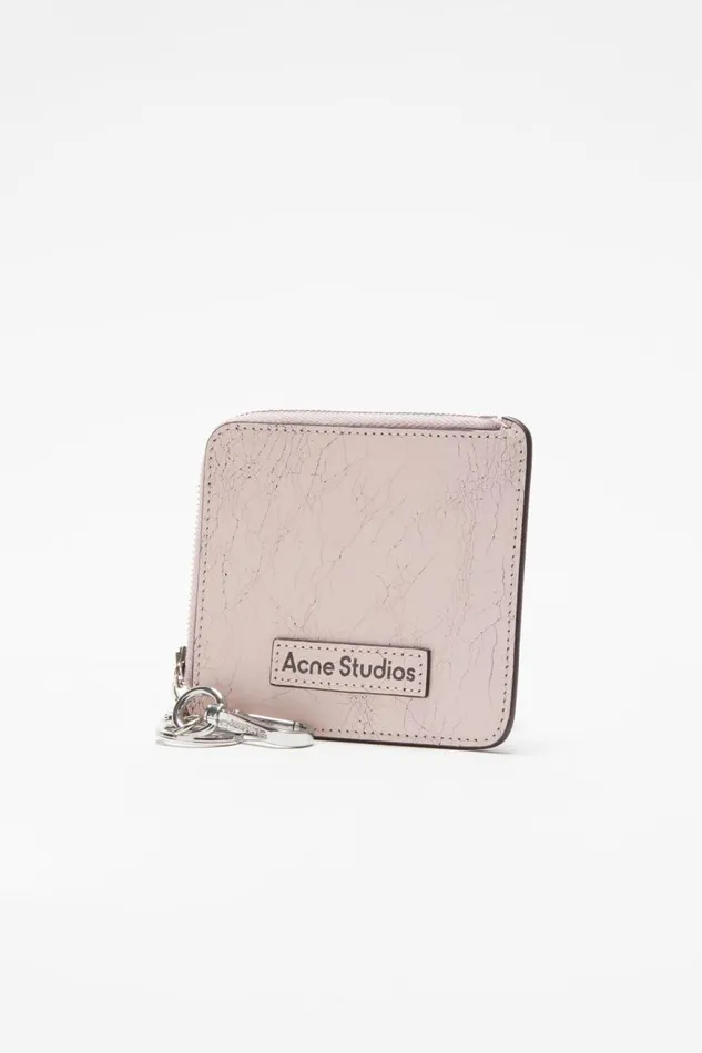 Men Zip Leather Wallet Pastel Pink Acne Studios Small Leather Goods