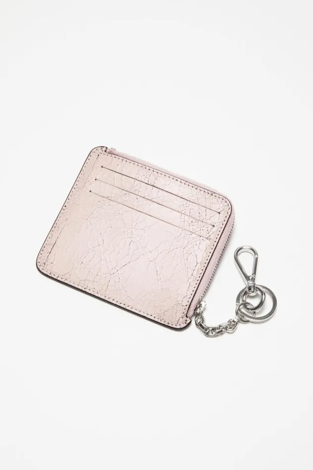 Men Zip Leather Wallet Pastel Pink Acne Studios Small Leather Goods