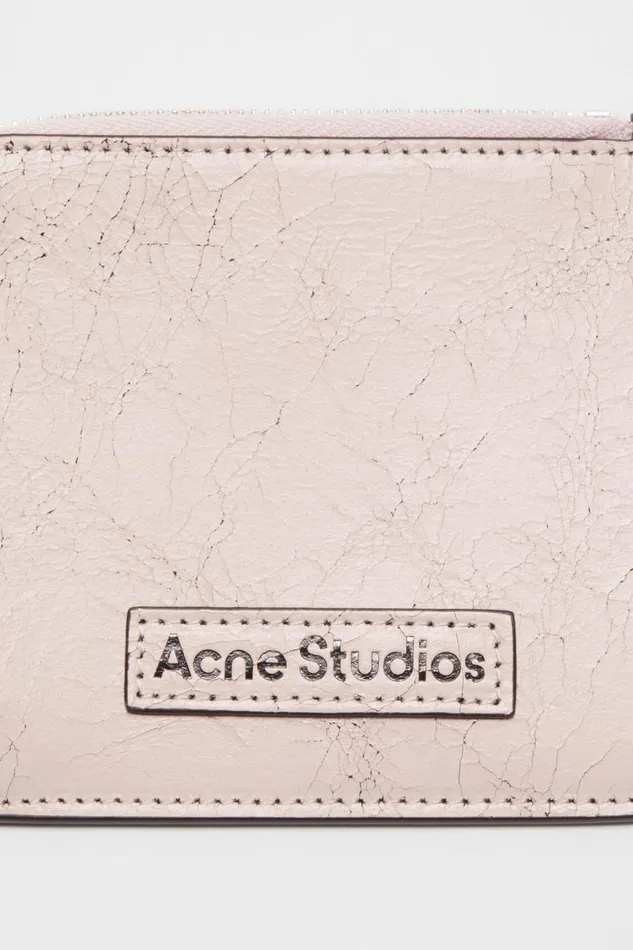 Men Zip Leather Wallet Pastel Pink Acne Studios Small Leather Goods