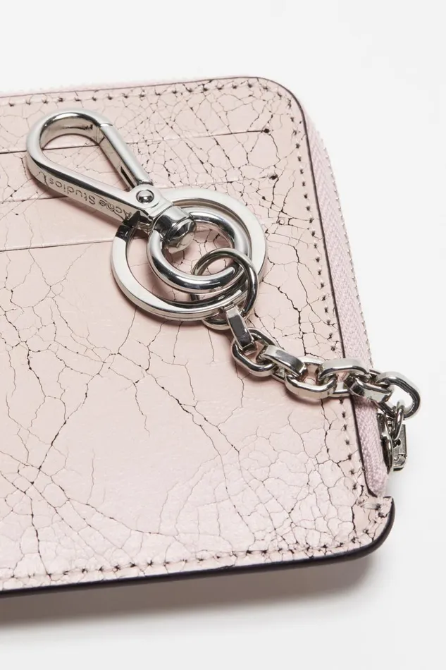 Men Zip Leather Wallet Pastel Pink Acne Studios Small Leather Goods