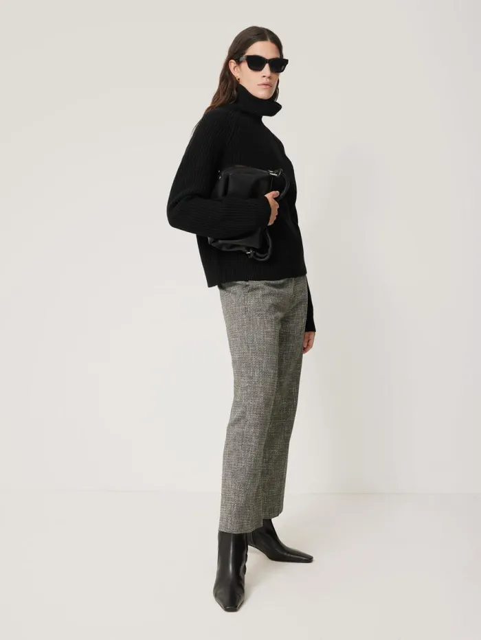 Merino Fishermans Rib Jumper Black Women Jigsaw Knitwear and Cashmere