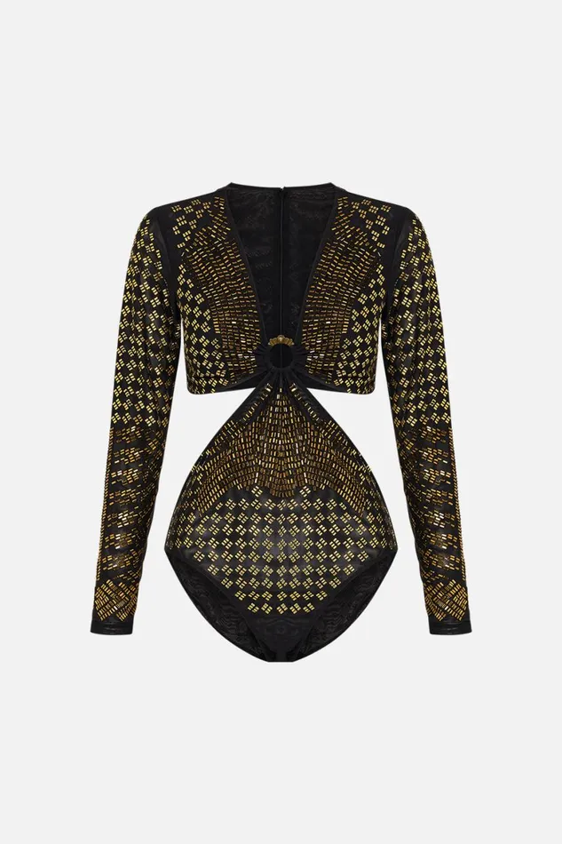 MESH CUT OUT BODYSUIT WITH TRIM THEY CALLED HER NEFERTARI They Called Her Nefertari Womens Camilla Bras and Underwear