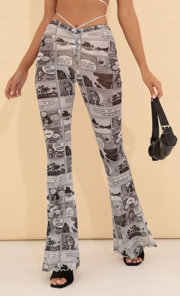 Mesh Pants Black And White Women LUCY IN THE SKY Pants Mesh Pants Black And White Women LUCY IN THE SKY Pants