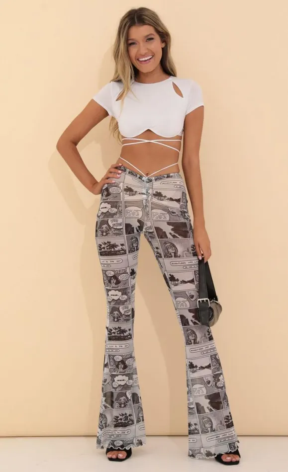 Mesh Pants Black And White Women LUCY IN THE SKY Pants Mesh Pants Black And White Women LUCY IN THE SKY Pants