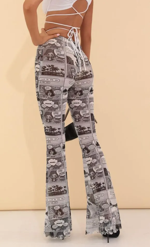 Mesh Pants Black And White Women LUCY IN THE SKY Pants Mesh Pants Black And White Women LUCY IN THE SKY Pants