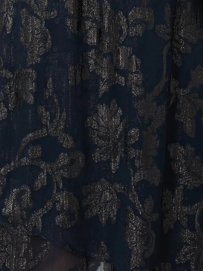Metallic Jacquard Midi Skirt Navy Women Jigsaw Skirts