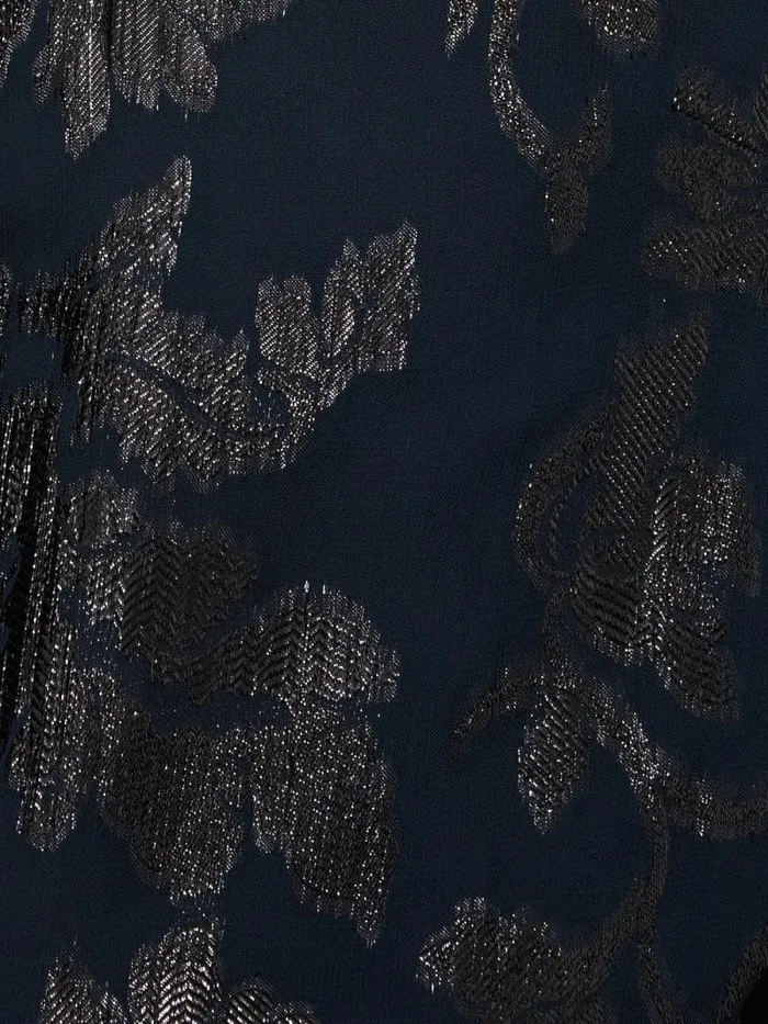 Metallic Jacquard Top Navy Women Jigsaw Coords