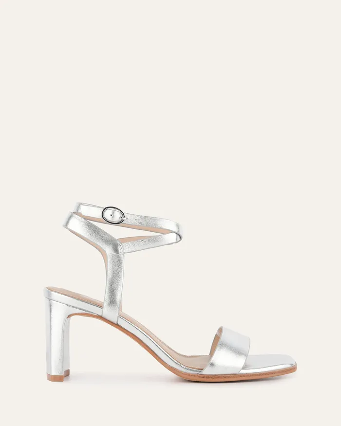 MID HEELS jomercer Women Natsu mid heel sandals soft silver leather