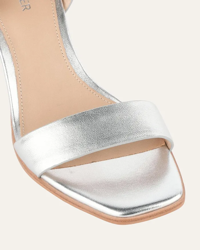 MID HEELS jomercer Women Natsu mid heel sandals soft silver leather MID HEELS jomercer Women Natsu mid heel sandals soft silver leather