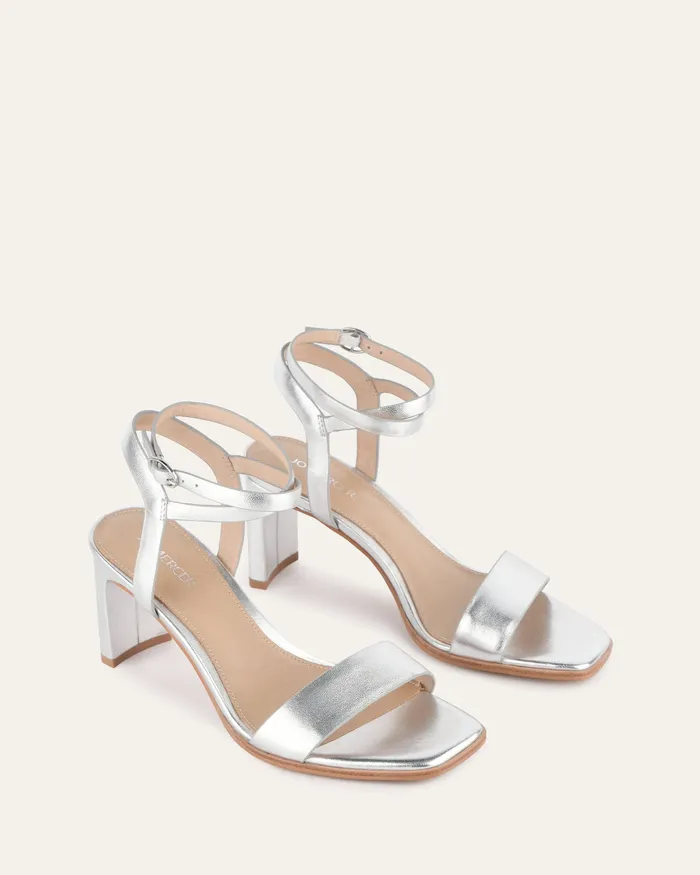 MID HEELS jomercer Women Natsu mid heel sandals soft silver leather MID HEELS jomercer Women Natsu mid heel sandals soft silver leather