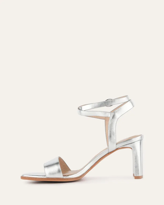 MID HEELS jomercer Women Natsu mid heel sandals soft silver leather MID HEELS jomercer Women Natsu mid heel sandals soft silver leather