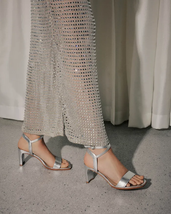 MID HEELS jomercer Women Natsu mid heel sandals soft silver leather MID HEELS jomercer Women Natsu mid heel sandals soft silver leather