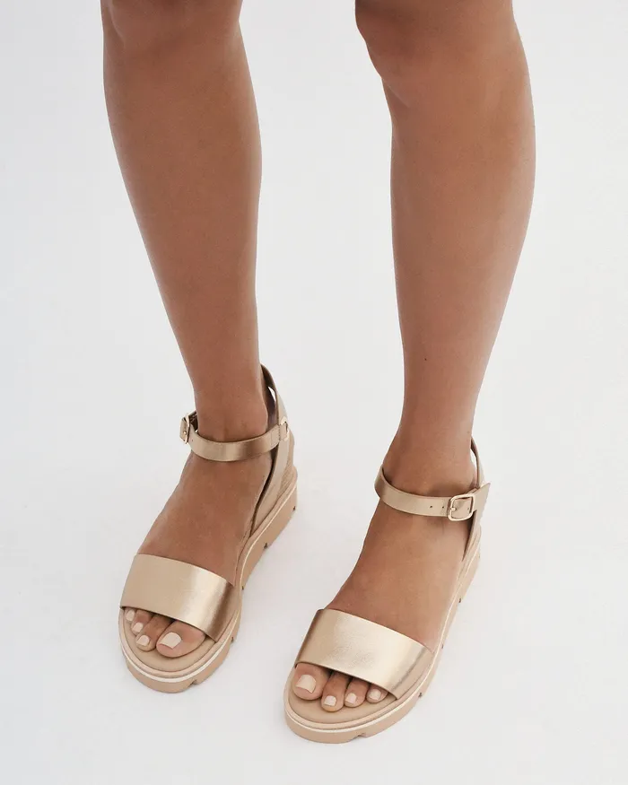 MID HEELS Katie mid heel wedge sandals gold leather 8211 jomercer Women MID HEELS Katie mid heel wedge sandals gold leather 8211 jomercer Women