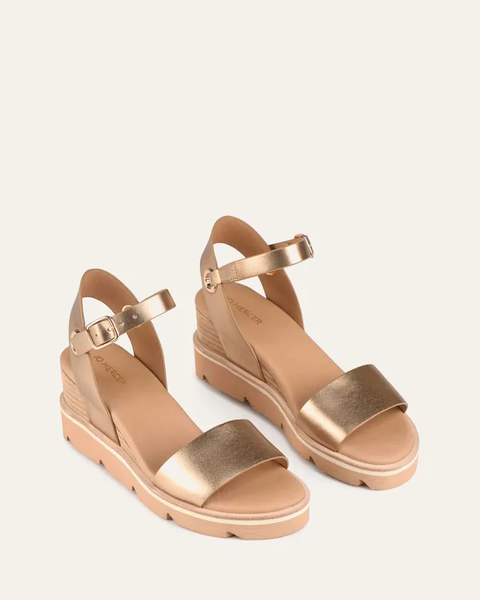 MID HEELS Katie mid heel wedge sandals gold leather 8211 jomercer Women MID HEELS Katie mid heel wedge sandals gold leather 8211 jomercer Women