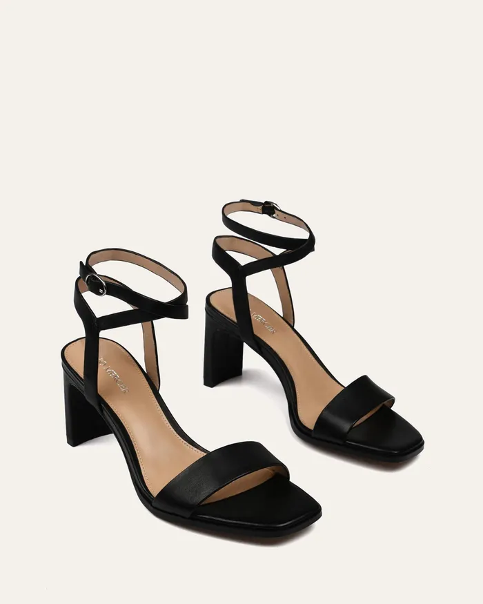 MID SANDALS Natsu mid heel sandals black leather jomercer Women MID SANDALS Natsu mid heel sandals black leather jomercer Women
