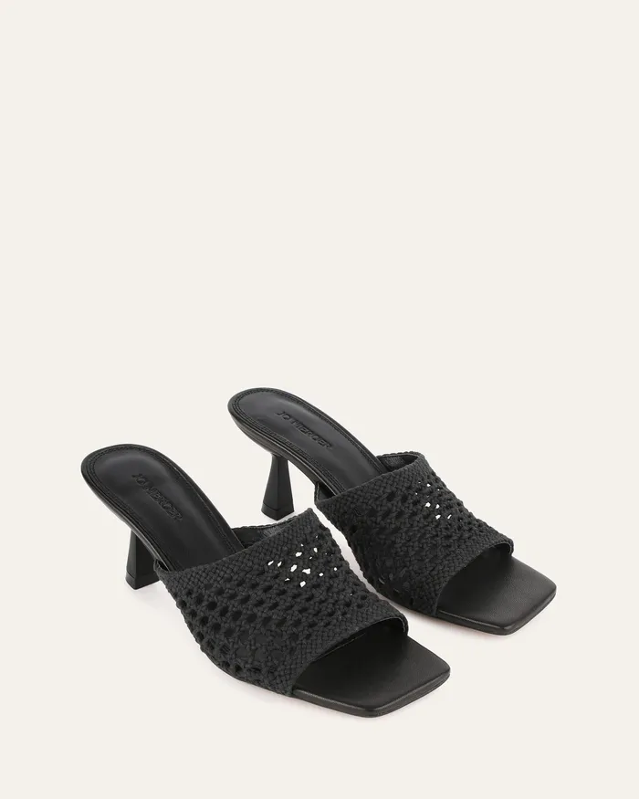 MID SANDALS Women Jordyn mid heel sandals black textile jomercer MID SANDALS Women Jordyn mid heel sandals black textile jomercer