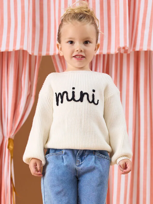 Mini Soft Stitch Embroidered Sweater Whiteblack Girl Altar039d State Tops