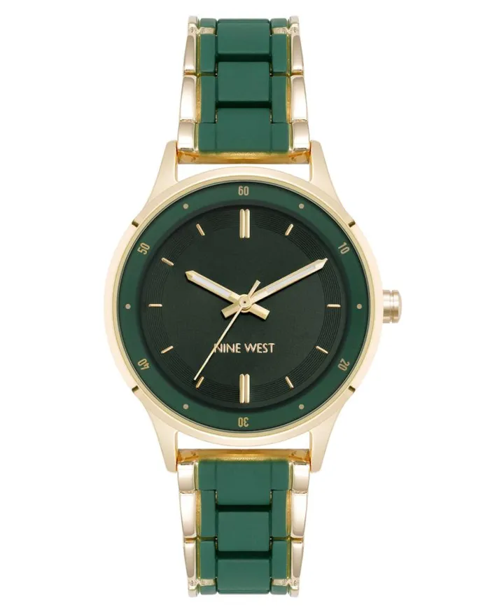 Modern Rubberized Bracelet Watch Green Women Nine West Straps
