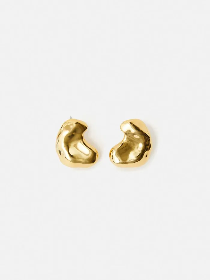 Molten Stud Earring Gold Women Jigsaw Jewellery