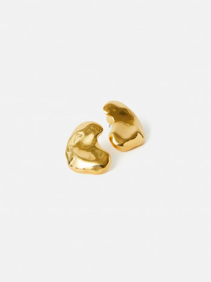 Molten Stud Earring Gold Women Jigsaw Jewellery