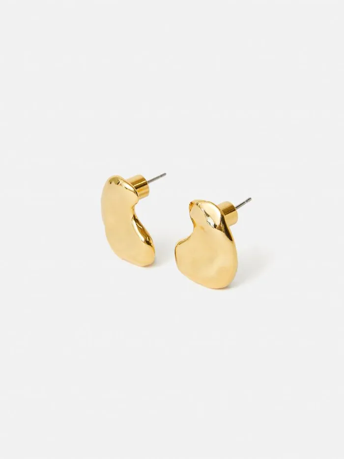 Molten Stud Earring Gold Women Jigsaw Jewellery