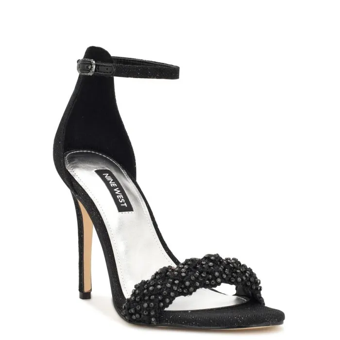 Morelov Heeled Sandals Black Crystal Women Nine West Heels Morelov Heeled Sandals Black Crystal Women Nine West Heels