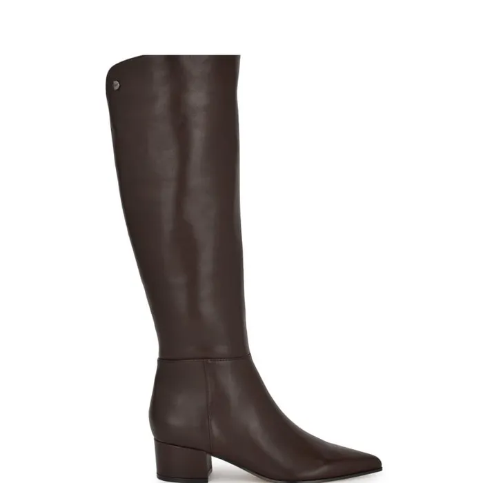 Morgin Knee High Dress Boots Brown Leather Women Nine West Boots and Booties