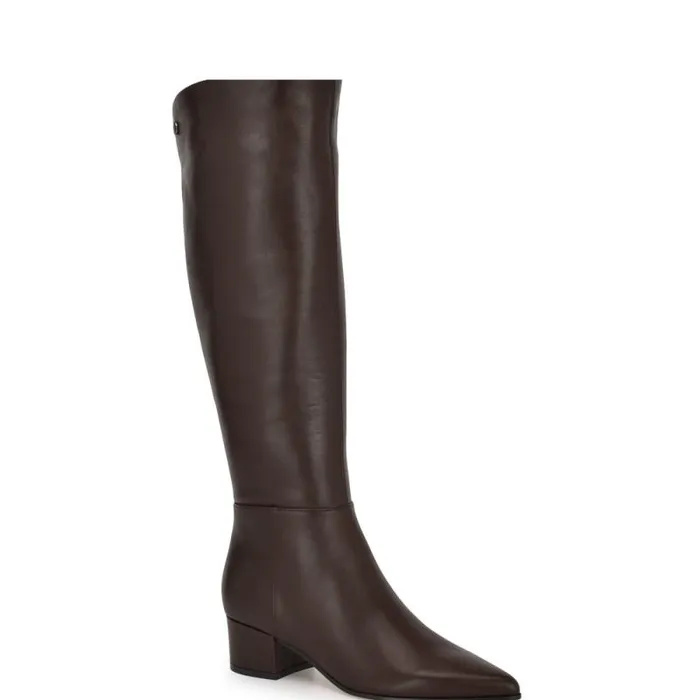 Morgin Knee High Dress Boots Brown Leather Women Nine West Boots and Booties Morgin Knee High Dress Boots Brown Leather Women Nine West Boots and Booties