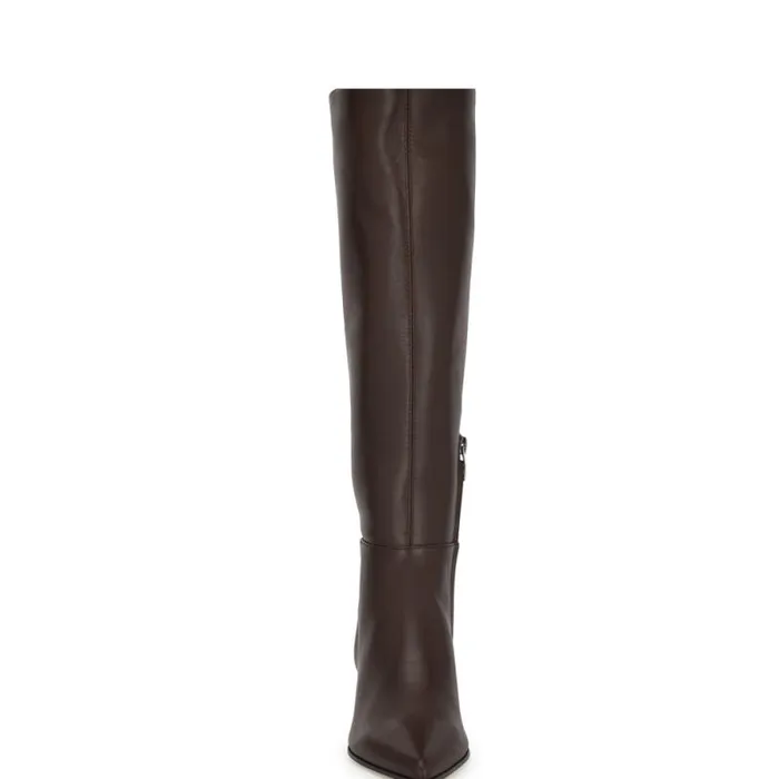 Morgin Knee High Dress Boots Brown Leather Women Nine West Boots and Booties Morgin Knee High Dress Boots Brown Leather Women Nine West Boots and Booties